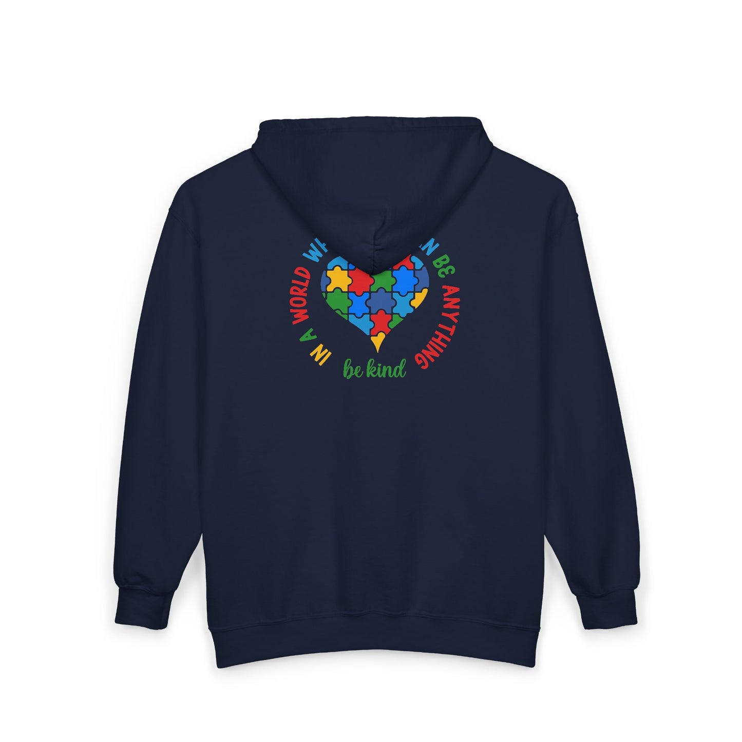 Autism Puzzle Heart Zip Hoodie