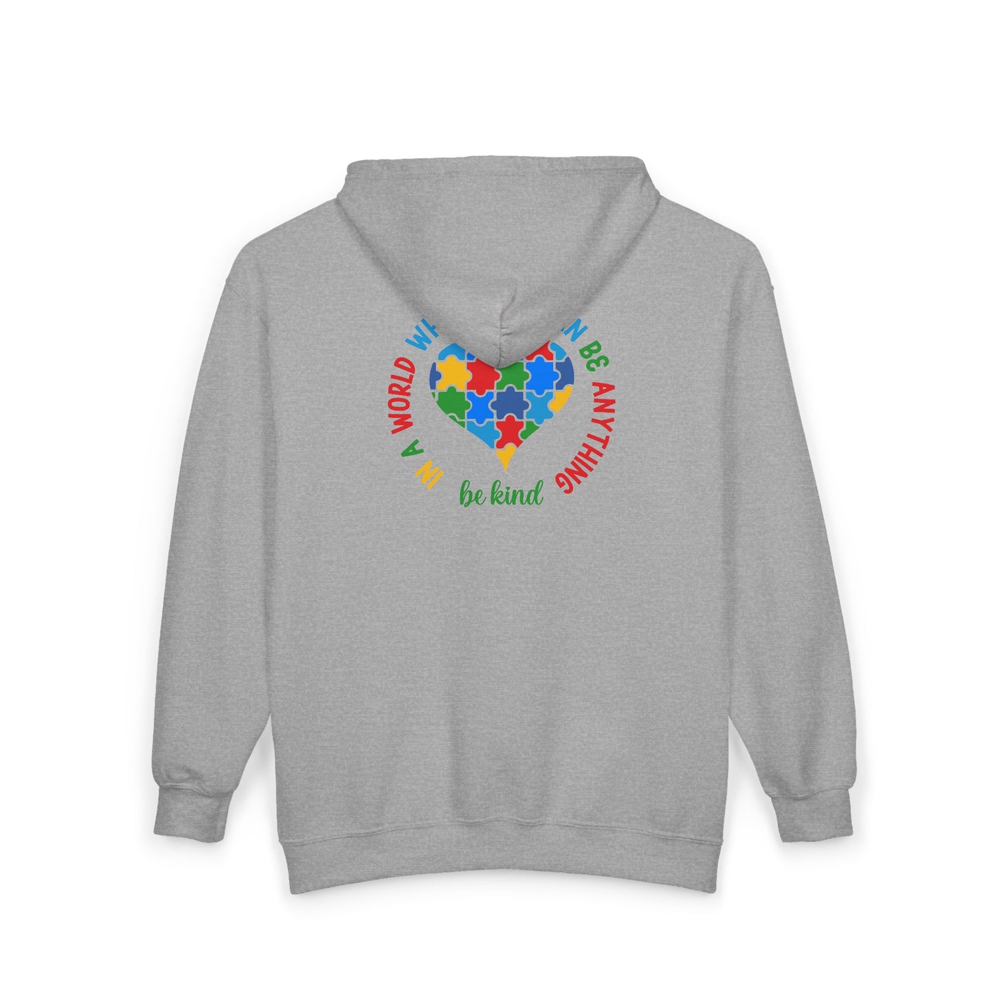 Autism Puzzle Heart Zip Hoodie