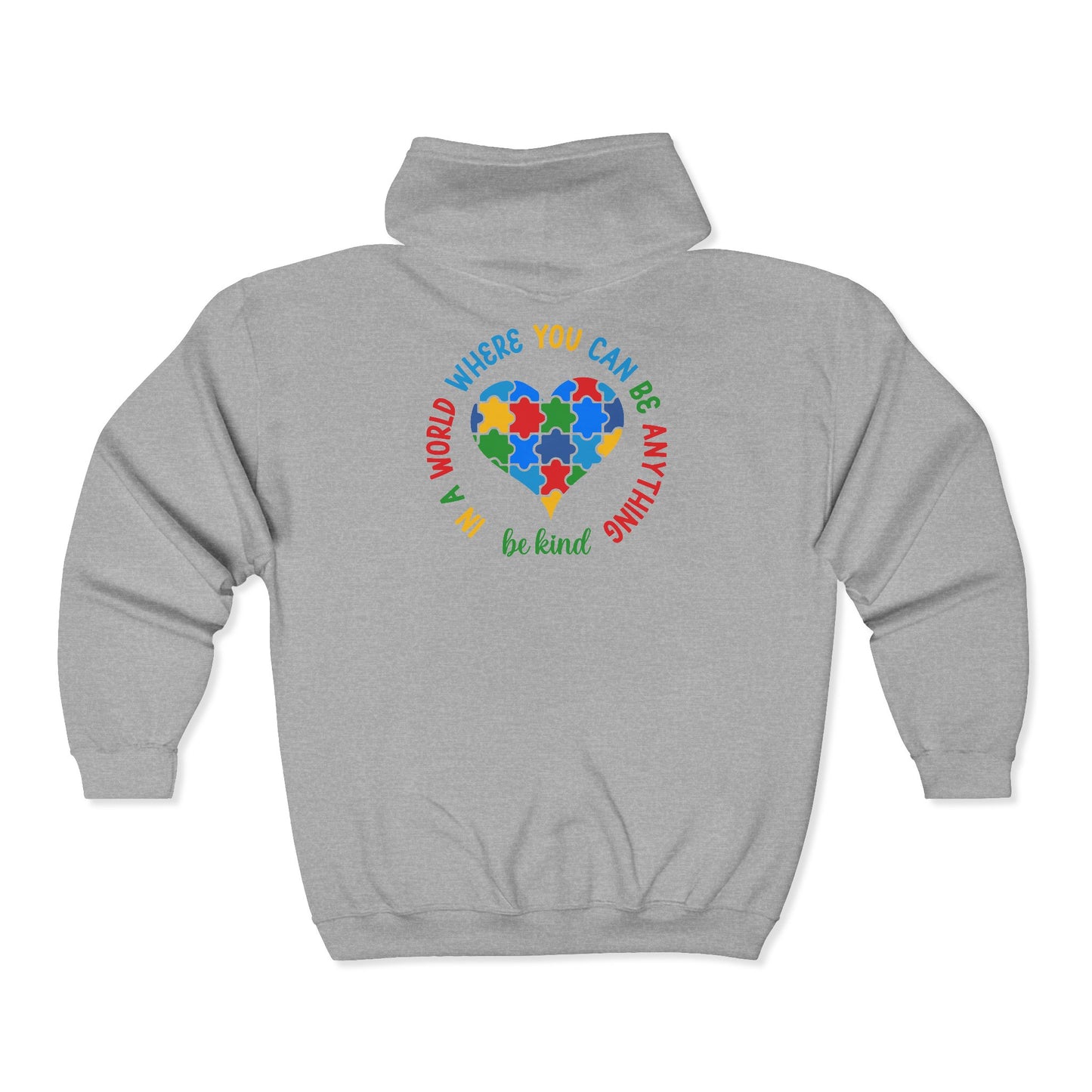 Autism Puzzle Heart Zip Hoodie