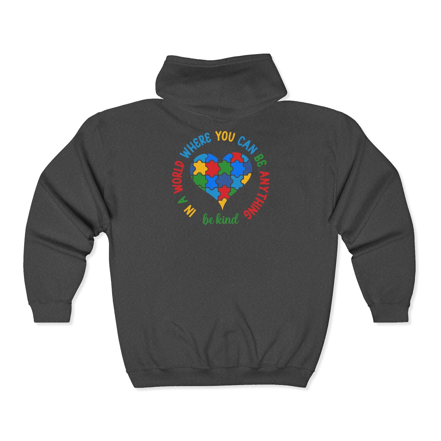 Autism Puzzle Heart Zip Hoodie