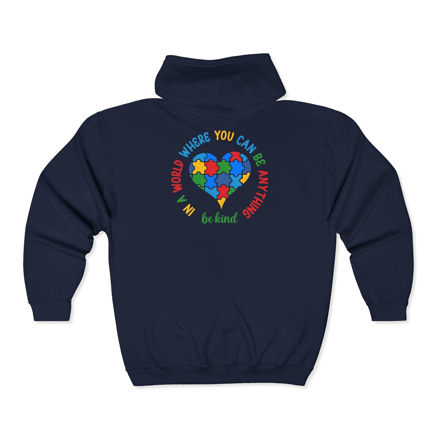 Autism Puzzle Heart Zip Hoodie